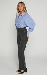 Dexter Jeans - High Waisted Straight Leg Denim Jeans in Washed Black