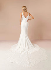 Diamond White Mermaid Sequins Stretch Crepe Dress