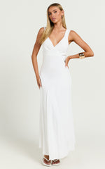 Virgie Maxi Dress - V Neck Drop Waist Dress in White