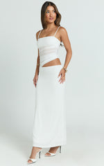 Emilla Midi Dress - Ruched Bodice Dress in Vanilla