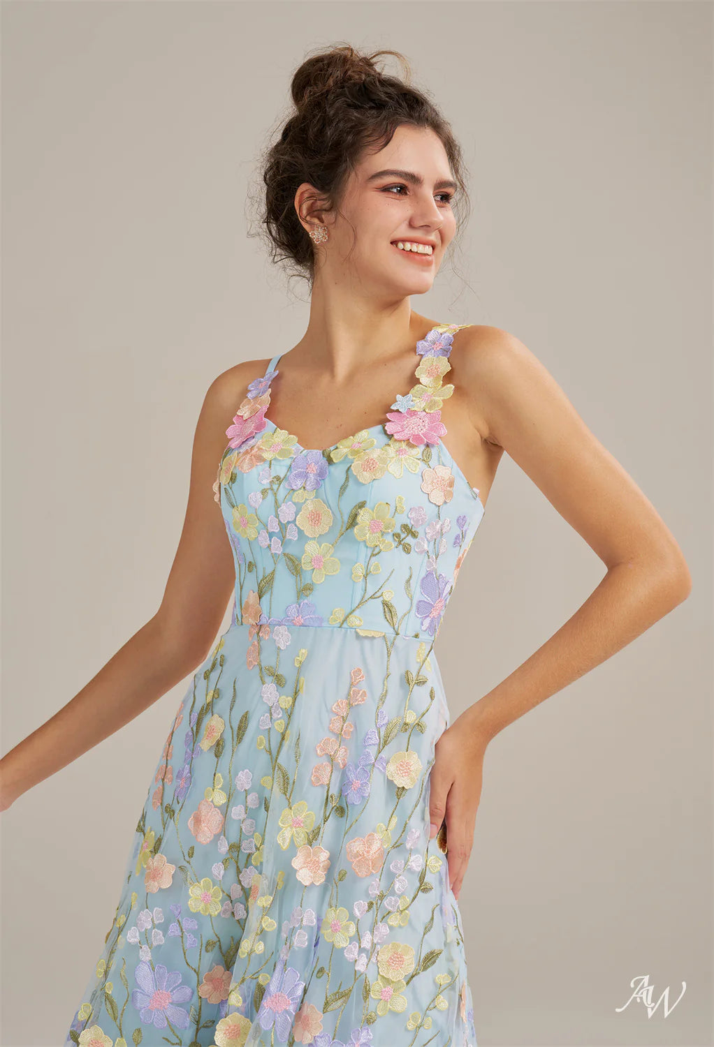 Alison A-line Tulle V-Neck Dresses