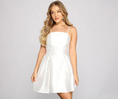Hadley Strapless Pleated Satin Party Dress