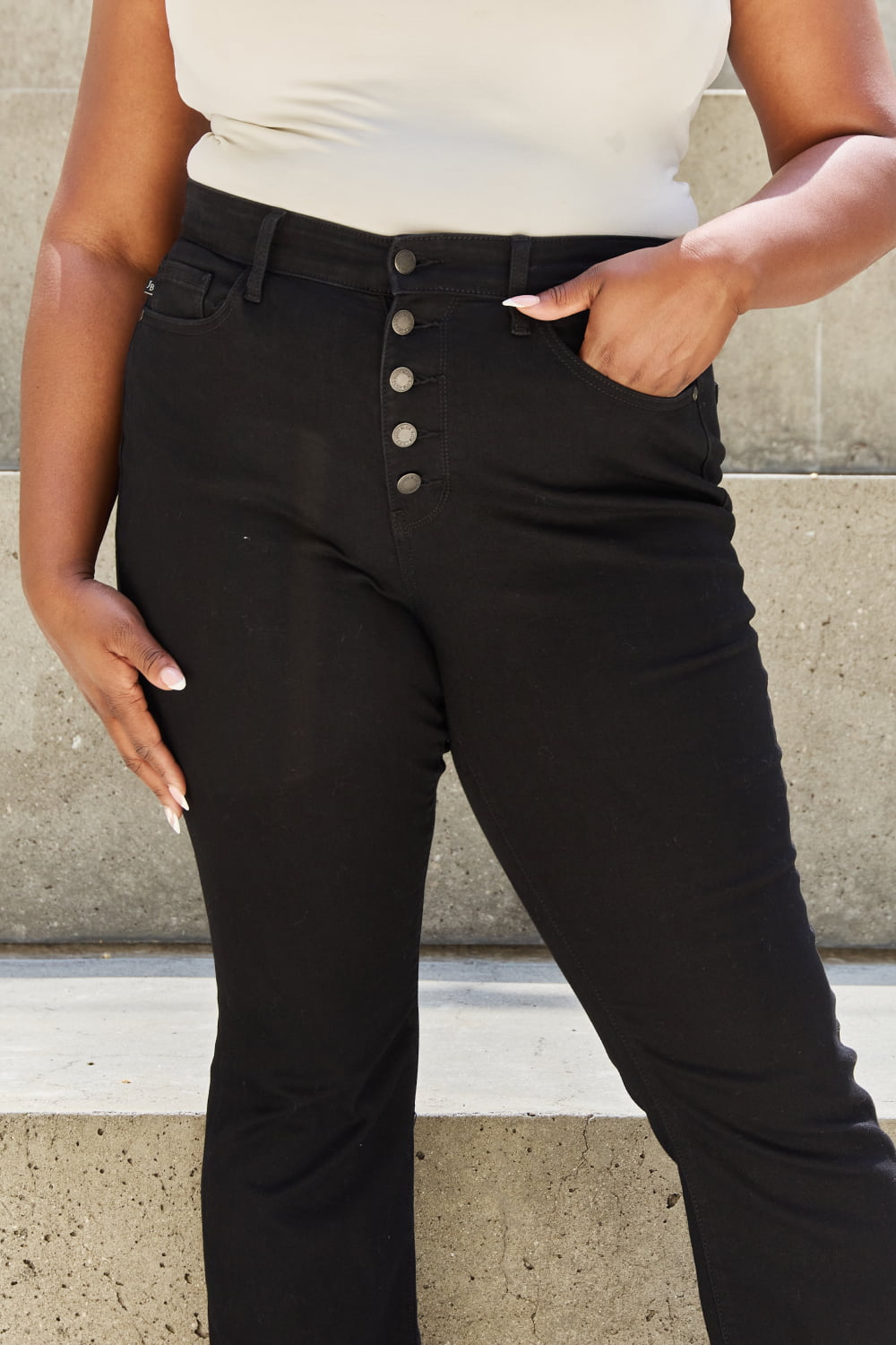 Judy Blue Lauren High Waist Button Fly Bootcut Jeans
