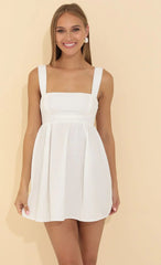 Jacquard Fit and Flare Dress in White