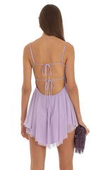 Mesh Flare Dress in Purple