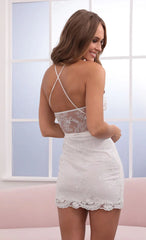 Embroidered Mesh Dress in White