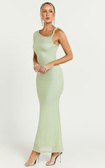 Debra Midi Dress - Mesh Sleeve Detial dress in Sage