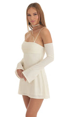 Glitter Strappy Party Dress in White