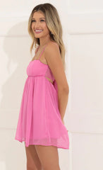 Chiffon Baby Doll Dress in Pink