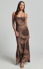 Sally Midi Dress - Strappy Slip Dress in Hazel Swirl Print