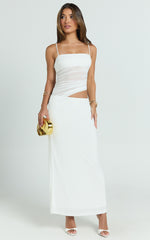Emilla Midi Dress - Ruched Bodice Dress in Vanilla
