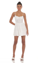 Corset A-line Dress in White