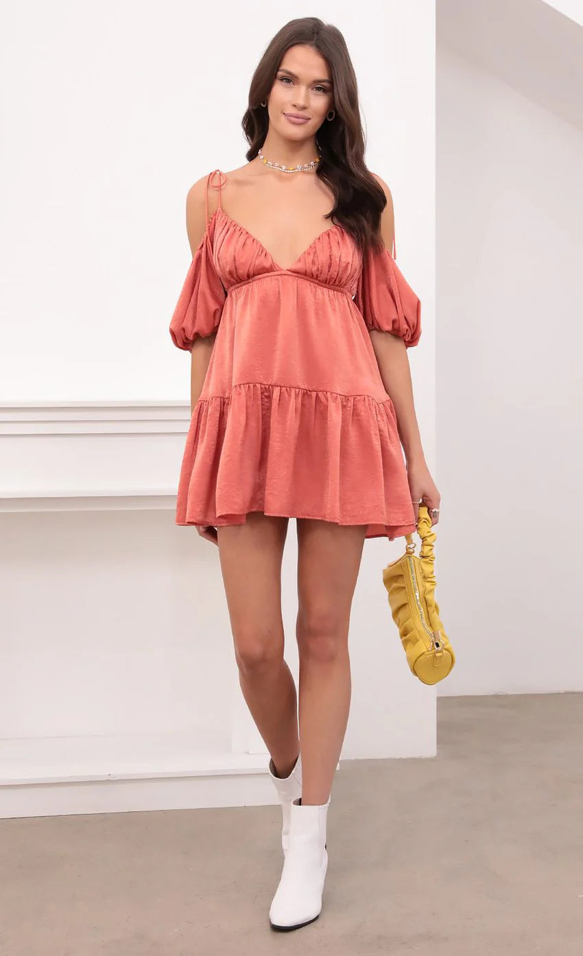 Baby Doll Dress in Coral