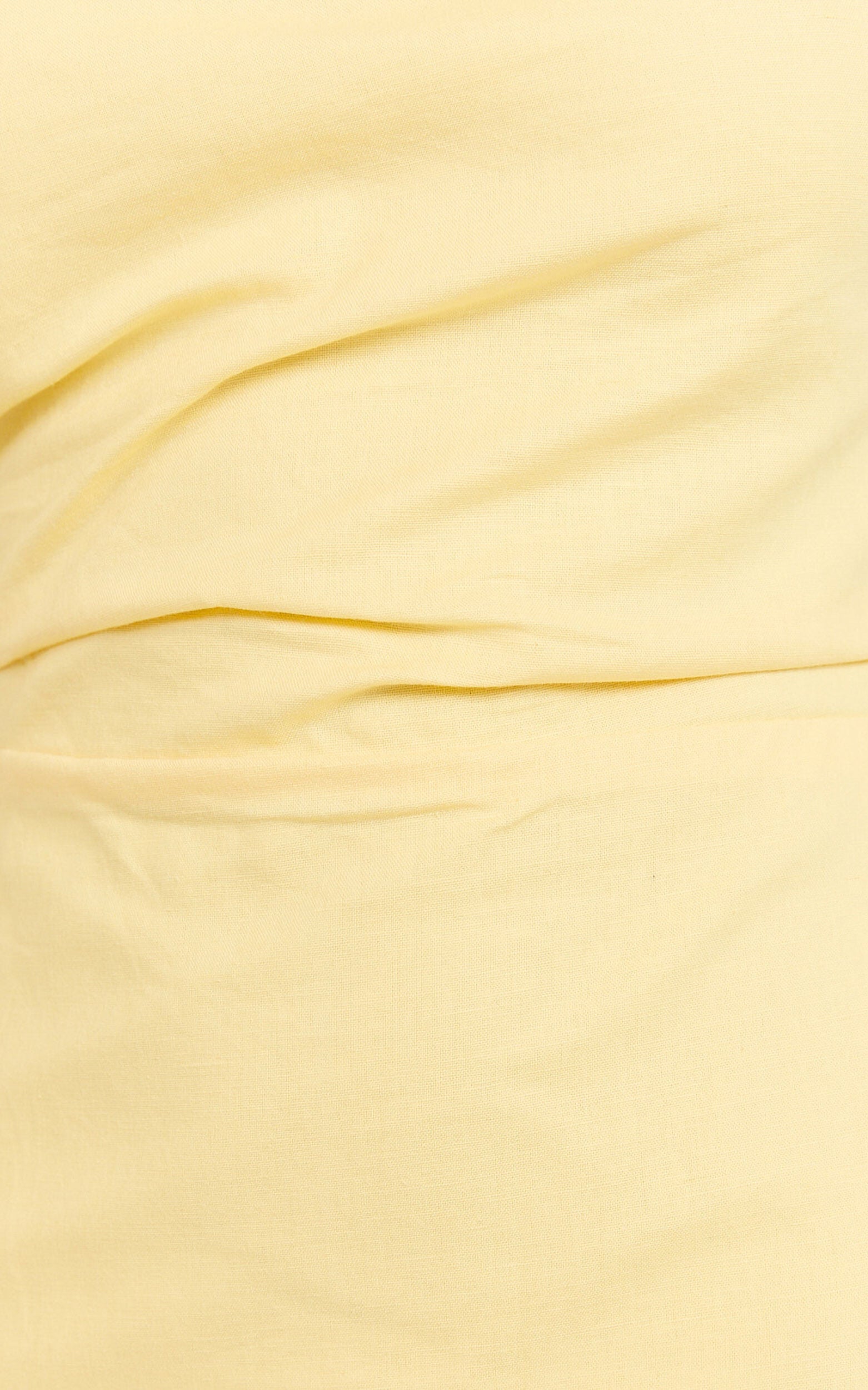 Cincinnati Midi Dress - Off The Shoulder Side Split Column Linen Dress in Lemon
