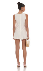 Floral Eyelet Straight Dress in Off White