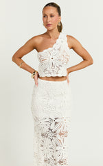 Charlene Top - Crochet One Shoulder Top in White
