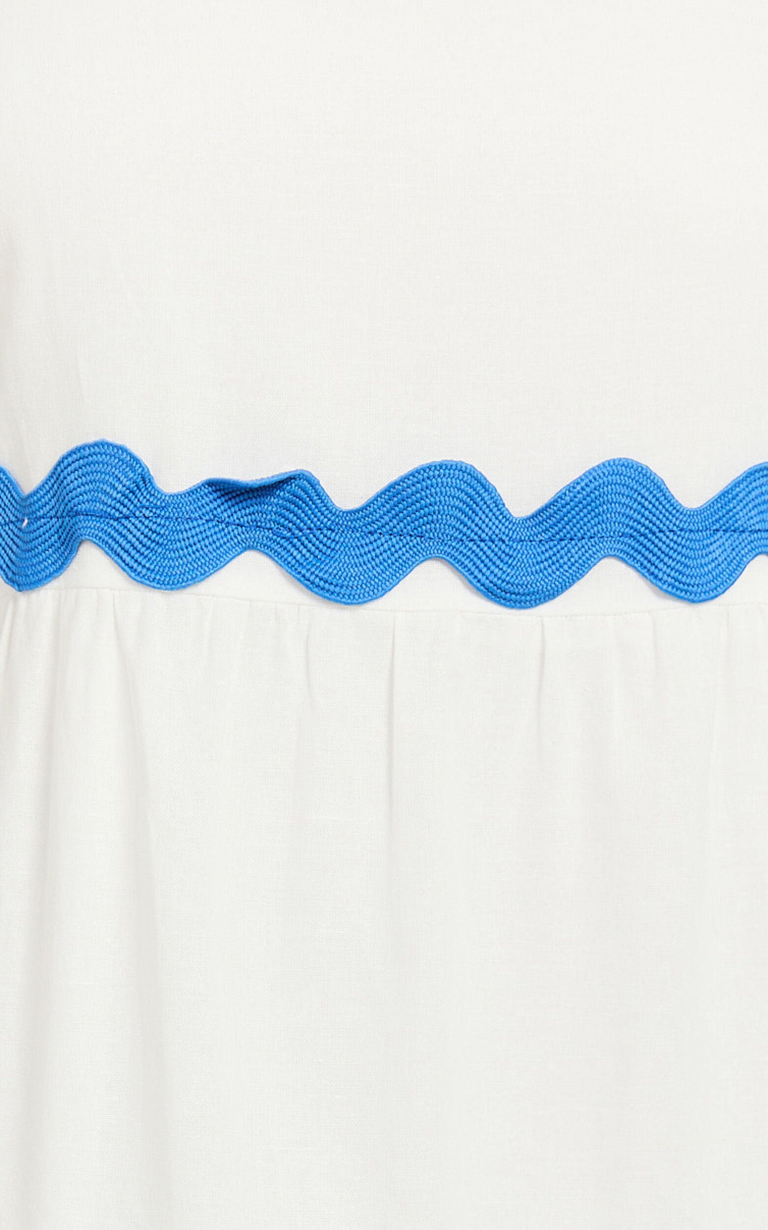Brenda Midi Dress - Sleeveless Straight Neck Wave Detail A Line Dress in White