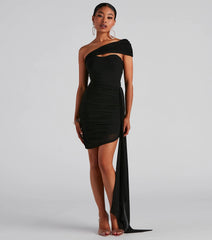 Mylah Formal One-Shoulder Cascade Short Dress