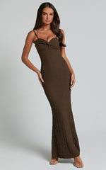 Berlina Maxi Dress - Strappy Sweetheart Slip Dress in Chocolate