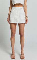 Dream Linen Skort - High Waisted A Line Skort in Off White