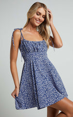 Summer Jam Mini Dress - Strappy Slip Dress in Blue Floral