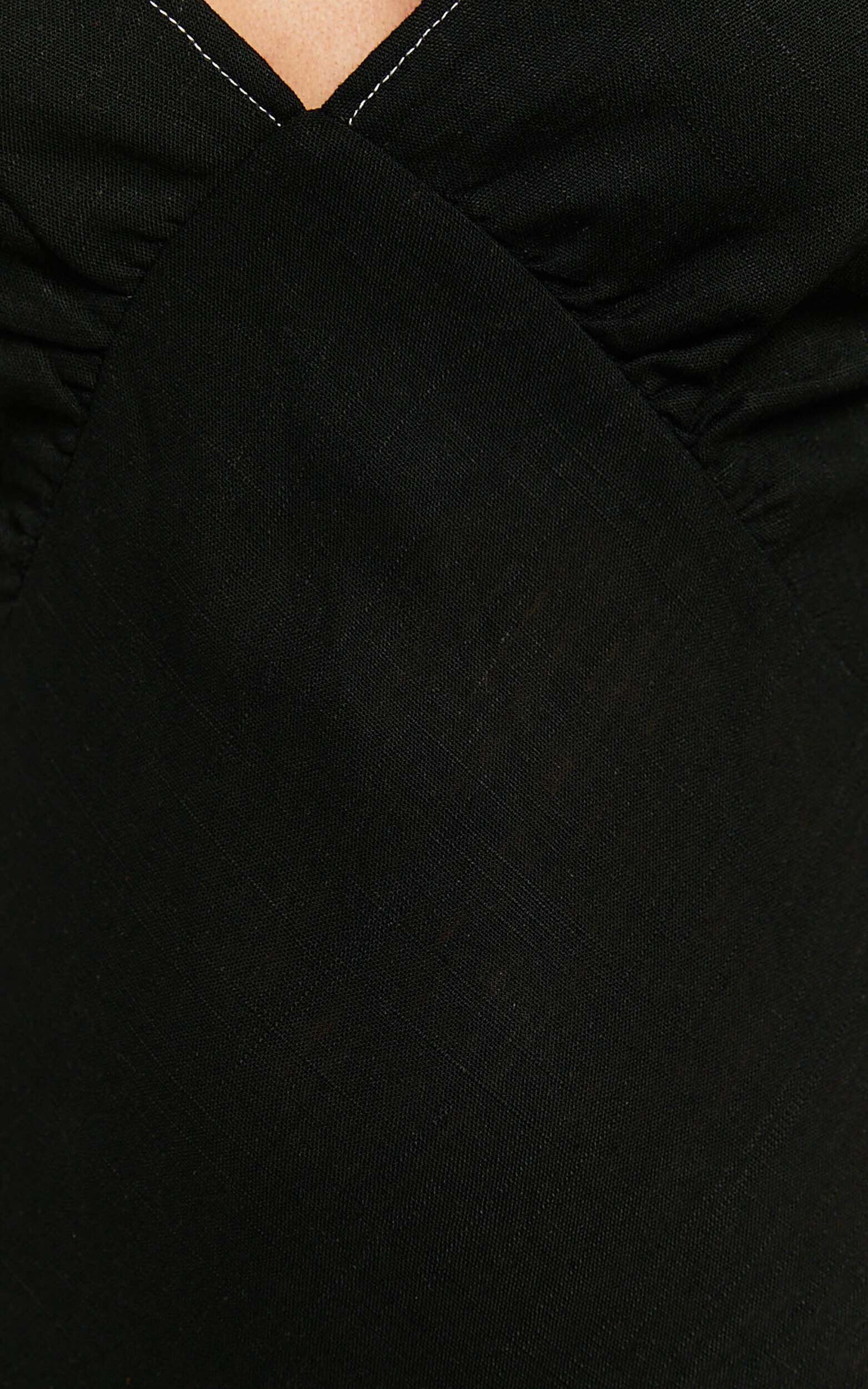 Virgie Maxi Dress - V Neck Drop Waist Dress in Black