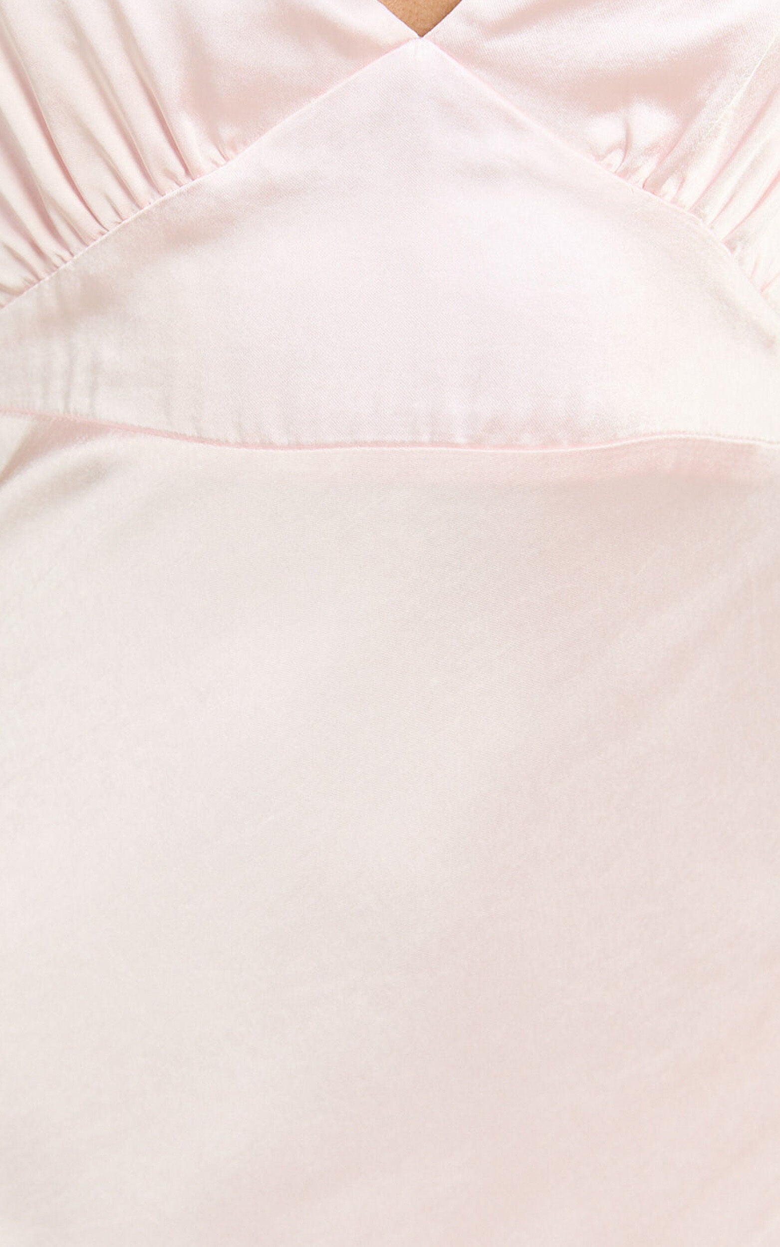 Lorenzia Maxi Dress - Plunge Corset Underbust Detail Satin Dress in Light Pink