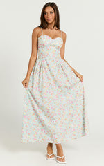 Jessica Midi Dress - Sweetheart Neck  Fit & Flare Midi Dress in Vintage Floral