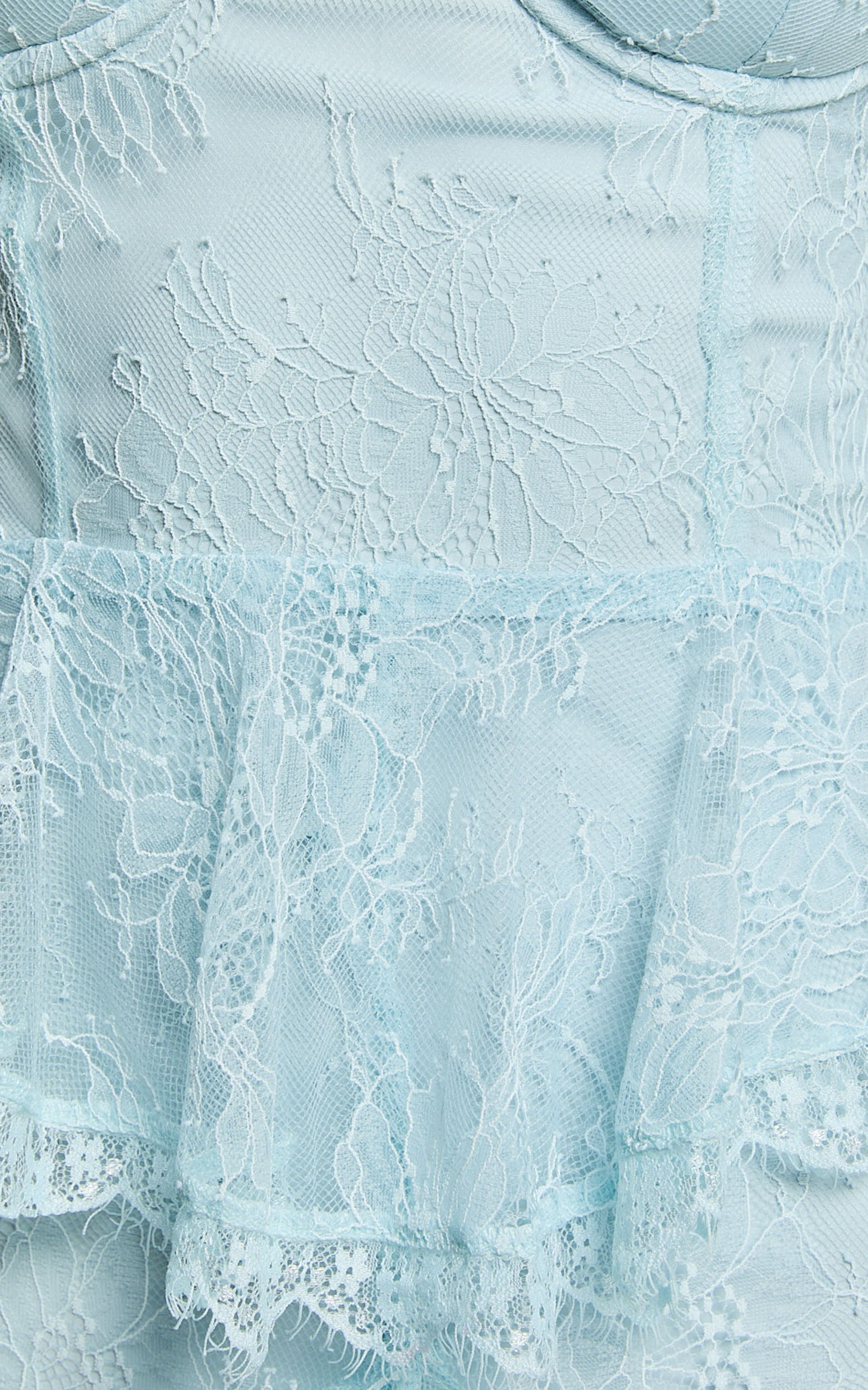Merrick Maxi Dress - Sweetheart Corset Front Tiered Maxi Dress in Ice Blue