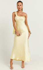 Calix Midi Dress - One shoulder Slip dress in Butter