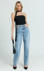 Nessa Jeans - High Waist Straight Leg Jeans in Light Blue Wash
