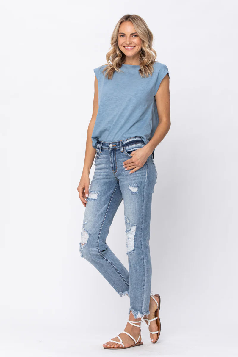 Alexis Light Bleach Splash Boyfriend Jeans