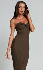 Berlina Maxi Dress - Strappy Sweetheart Slip Dress in Chocolate