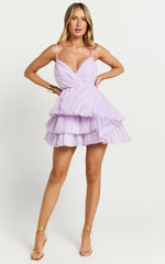 Amalie The Label - Mae Pleated Mini Dress in Lilac