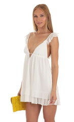 Dotted Flare Dress in White