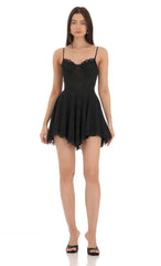 Lace Corset A-line Dress in Black