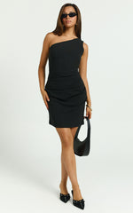 Monette Mini Dress - One Shoulder Dress in Black