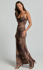 Sally Midi Dress - Strappy Slip Dress in Hazel Swirl Print