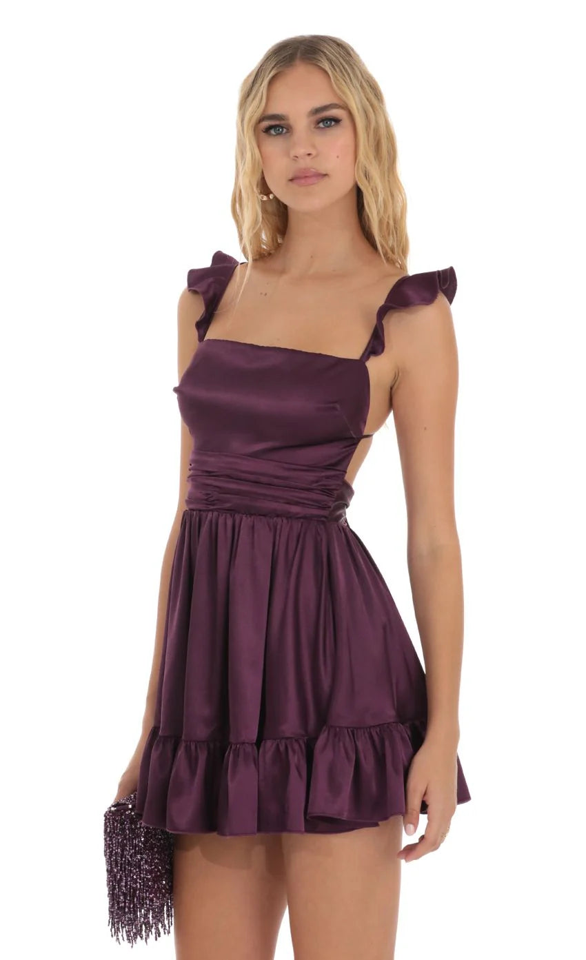 Fit and Flare Dress in Purple