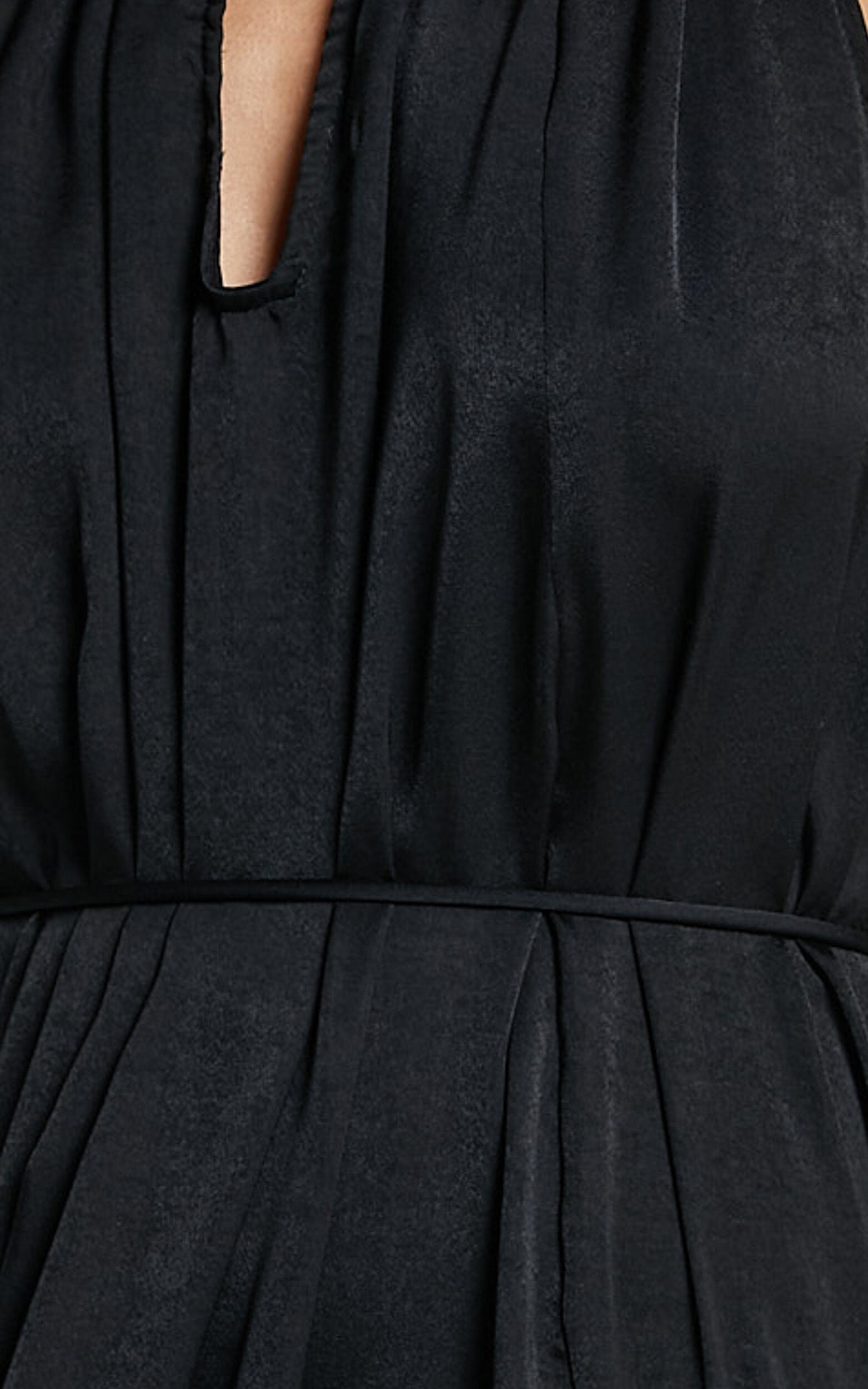 Aliciana Maxi Dress - Halter Neck Tie Back Dress in Black