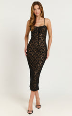 Trudy Maxi Dress - Lace Tie Front Dress in Black