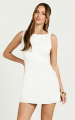 Mhoren Mini Dress - Open Back Dress in White