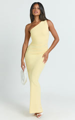 Criselda Maxi Dress - One Shoulder Maxi Dress in Lemon