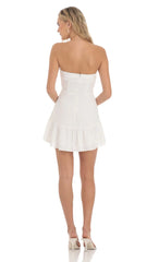 Dotted Strapless Corset Dress in White
