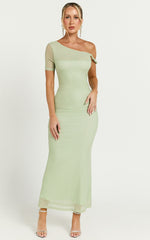 Debra Midi Dress - Mesh Sleeve Detial dress in Sage