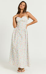 Jessica Midi Dress - Sweetheart Neck  Fit & Flare Midi Dress in Vintage Floral