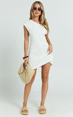 Adella Mini Dress - Knit Off The Shoulder Dress in White