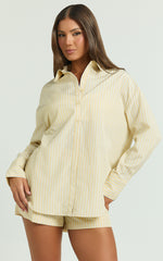 Terah Shirt - Button Up Shirt in Lemon Stripe