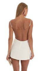Lace Cowl Neck Dress in White