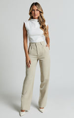 Brionne Top - High Neck Cap Sleeve Top in White